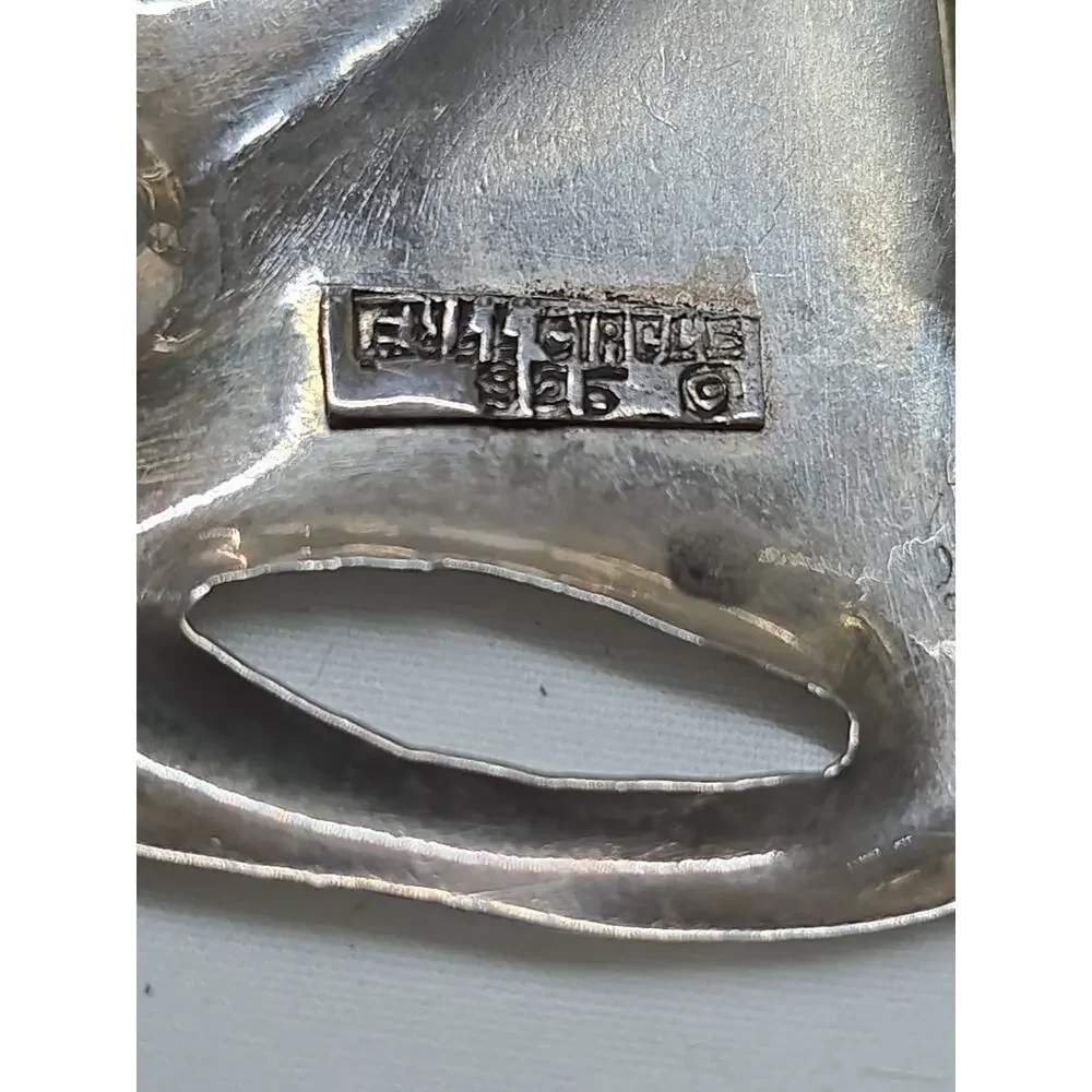 Sterling Silver Full Circle 925 Elephant Brooch Or Pendant